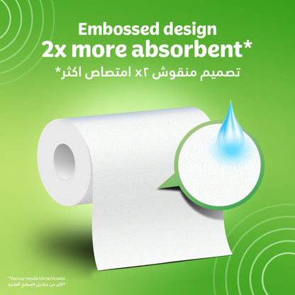 Kleenex Calorie Absorb Kitchen Tissue Paper Towel, 3 PLY, 8 Rolls x 50 Sheets, Food-Grade Strong Absorbent Kitchen Tissue