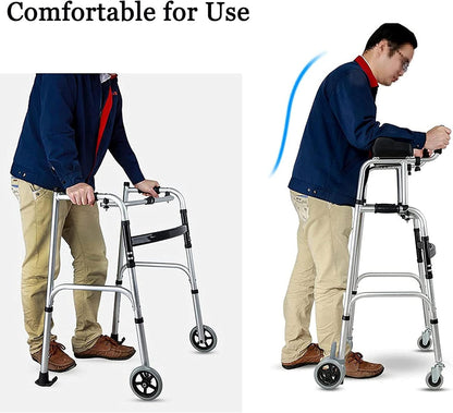 Walkers for Seniors Lightweight, Walking Frame with Seat and Wheels, Height Adjustable, Foldable, Mobility Aids Equipment for the Elderly (Size : 4 wheels)