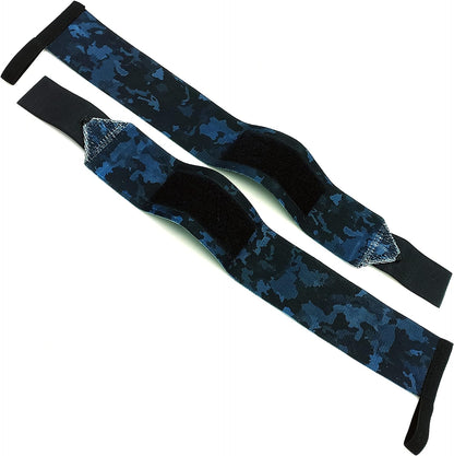 Pair of 18 inch Professional Weightlifting gym elasticated wristband/wrist wraps/wrist support straps, for Weightlifting, Powerlifting, Squash, Boxing.(Blue Camouflage)