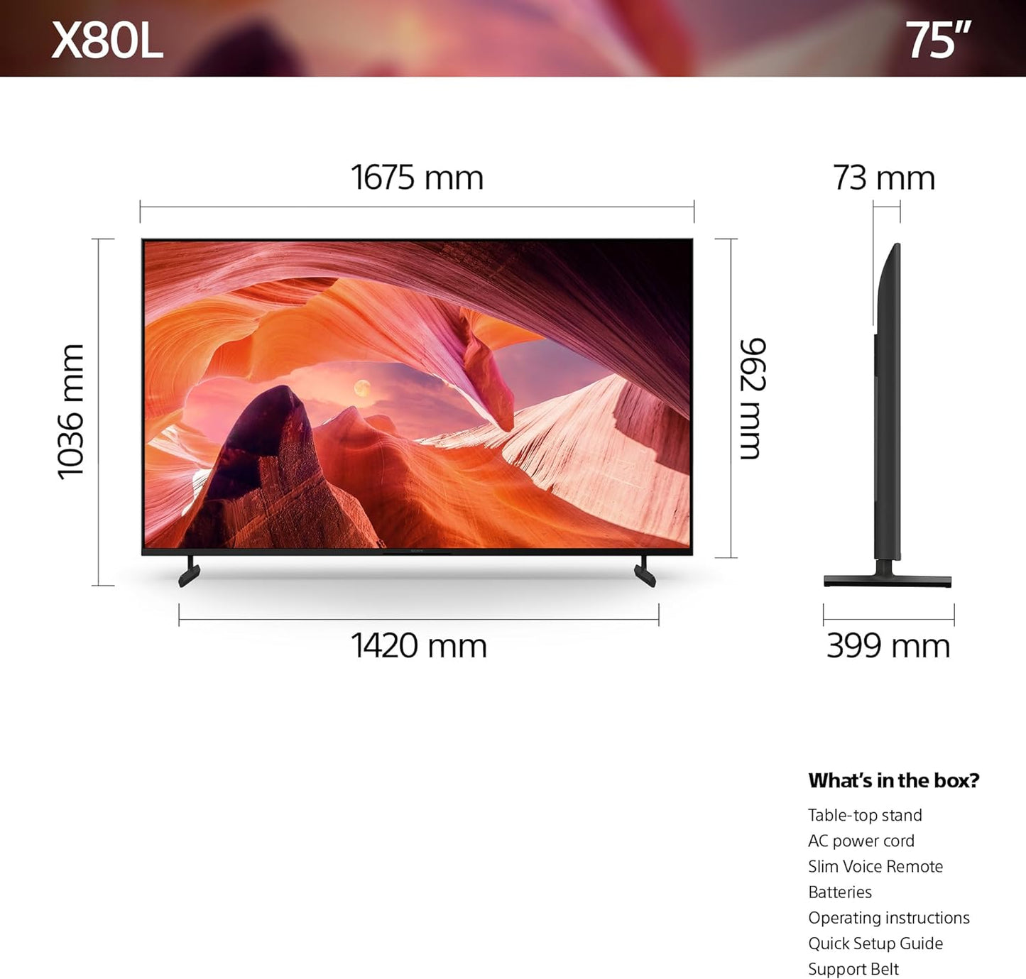 Sony BRAVIA 55 Inch TV 4K UHD LED Smart Google TV - KD-55X80L (2023 Model) - UAE Version