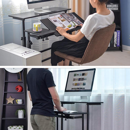 SKY-TOUCH Mobile Standing Desk, Height Adjustable Sit Stand Mobile Laptop Computer Tablet, Home Office Desk With Wheels For Computer Workstation,Black (L31.5" x W13.4");lifting range:(31.5"-51.1")