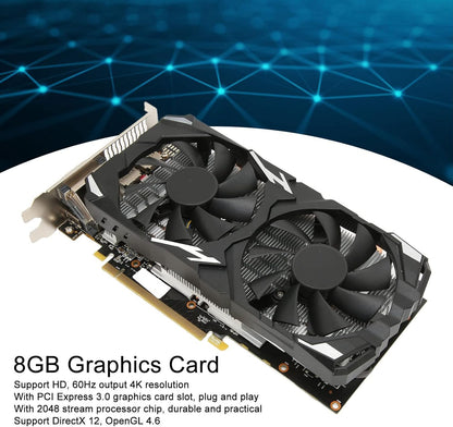 RX 580 Graphics Card, 8GB GDDR5 256bit Gaming Graphics Card with 2 Cooling Fans, 3 x DP HDMI DVI Output, Support 8K 16 PCI Express 3.0