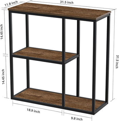 WOHOMO Console Table 30cm Narrow Entryway Table for Living Room 80cm Modern Industrial Sofa Table with 3-Tier Storage Shelves for Corridor, Hallway, White Marble