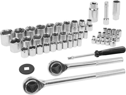 PERFORMANCE TOOL W1198 SAE/Metric 100-Piece Socket (1/4", 3/8" & 1/2" Drive) and Bit Set,Gray, 100pc & Set