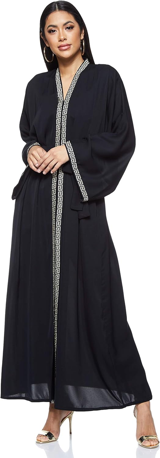 Nukhbaa womens Abaya Made With Fine Fabric, Comes With Matching Hijab AJ103A Abaya (pack of 5)