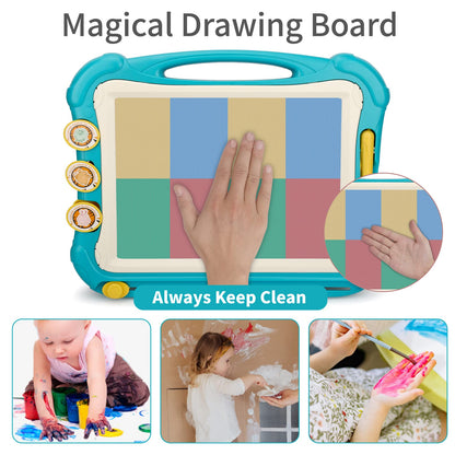 LZZAPJ Magnetic Drawing Board Toy for Kids, Large Doodle Board Writing Painting Sketch Pad, Birthday Present for Child, Blue