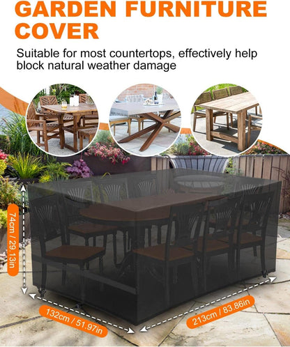 Premify Waterproof Outdoor Furniture Cover 213cm x 132cm x 74cm, Premium Quality Patio Furniture Covers Dust Proof Anti-UV Heavy Duty Durable Sofa Sectional Table & Chair Cover Large