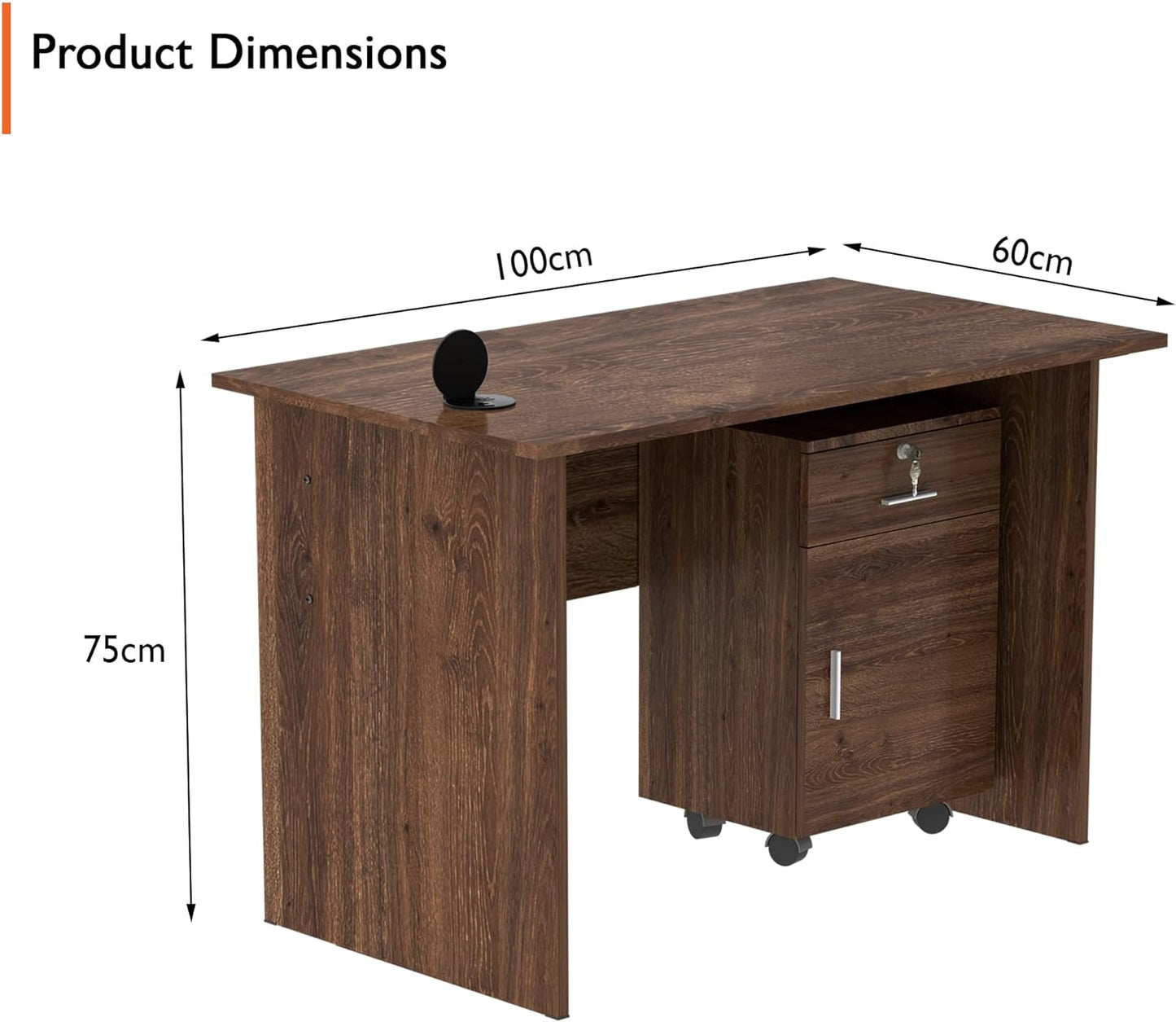 Mahmayi Writing Desk, MP1 160x80 Modern Wood Writing Table with Mobile Drawers - Versatile Corner Desk, Stylish and Functional Home Office Furniture - Oak (160cm With Drawer)