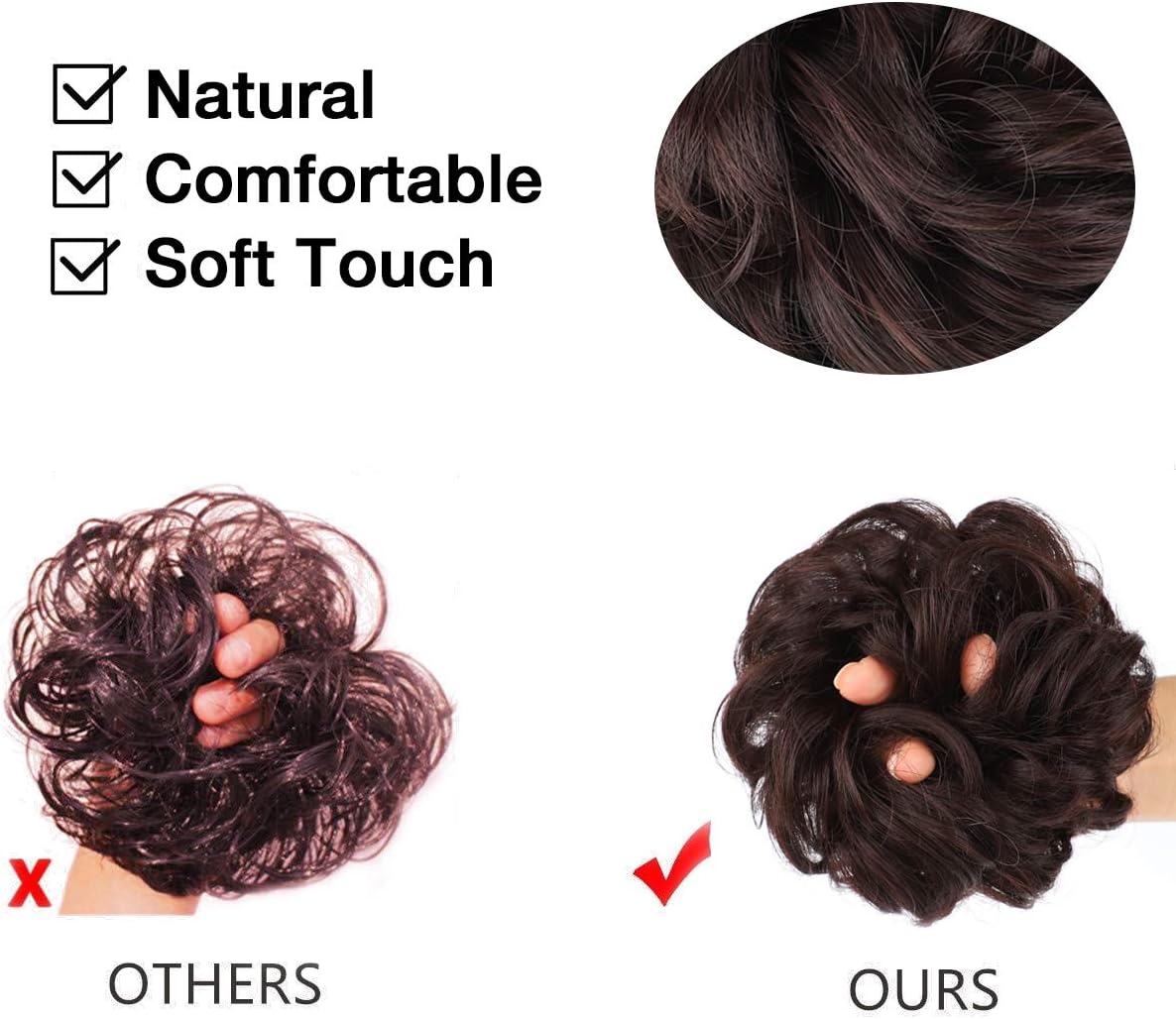 MORICA 1PCS Messy Hair Bun Hair Scrunchies Extension Curly Wavy Messy Synthetic Chignon for Women (12AH613(Light Golden Brown & Lightest Blonde))