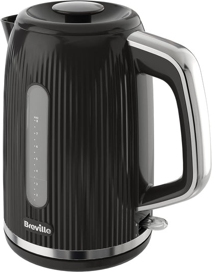 Breville Bold Black Electric Kettle | 1.7L | 3kW Fast Boil | Black & Silver Chrome [VKT221]