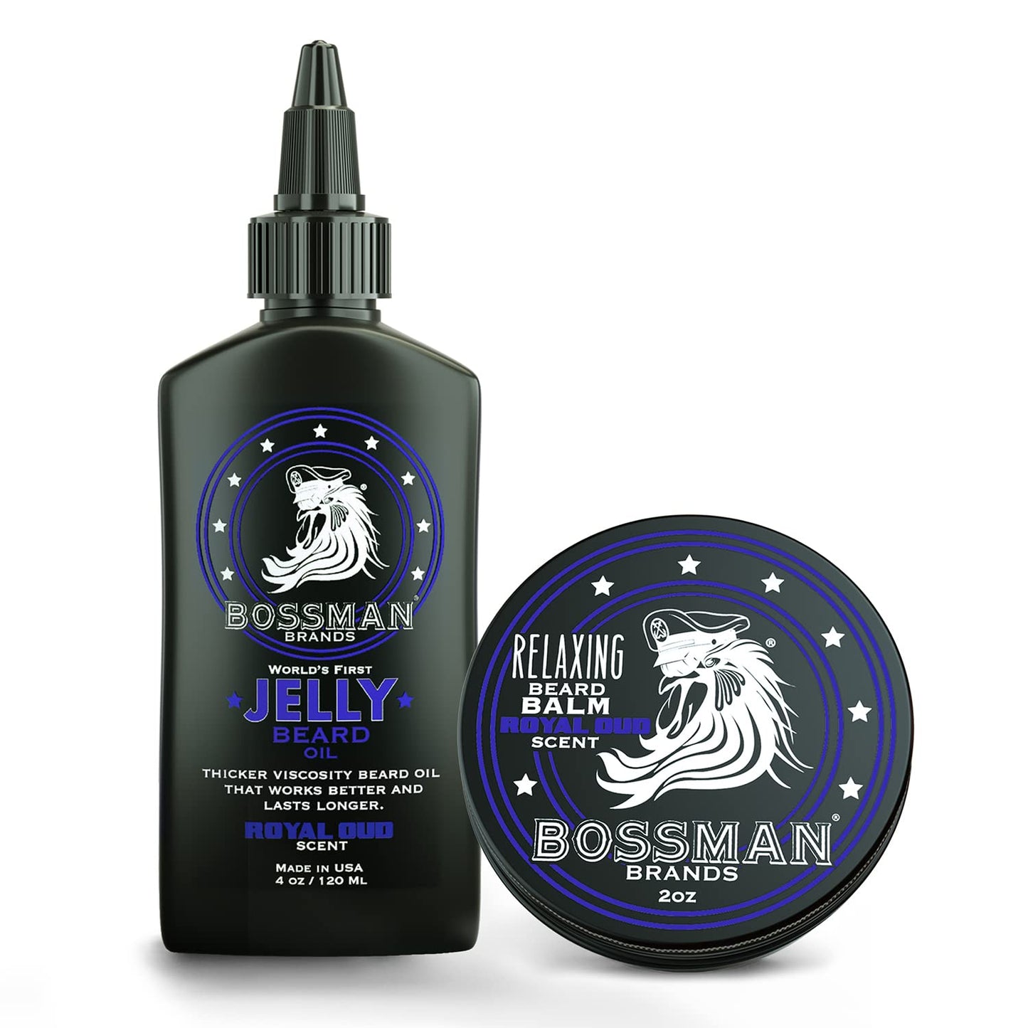 Bossman Beard Oil Jelly and Relaxing Beard Balm Combo- Royal Oud Scent