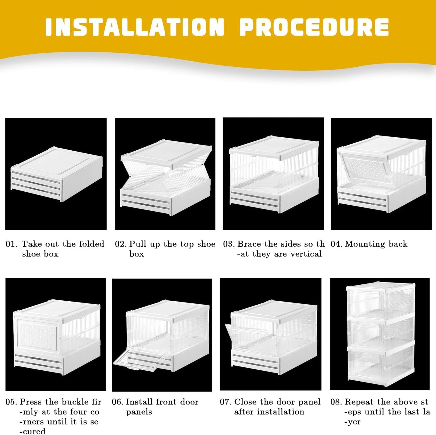 Shoe Storage Boxes, Shoe Storage Organzier, Foldable Shoes Boxes Clear Plastic Stackable, Shoes Organzier, Sturdy Shoe Box Storage Container, Foldable Shoe Rack Sneaker Container (3layer)