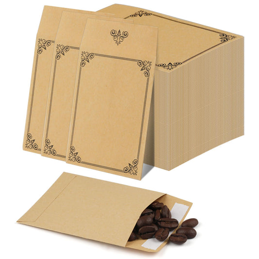 100 Pcs Small Brown Envelopes, Self Adhesive Kraft Paper Seed Envelopes, Coin Envelopes Money Envelopes for Packing or Storing Small Items Wages, Coins, Stamps, Beads or Seeds (6*10cm/2.4*3.9inch)