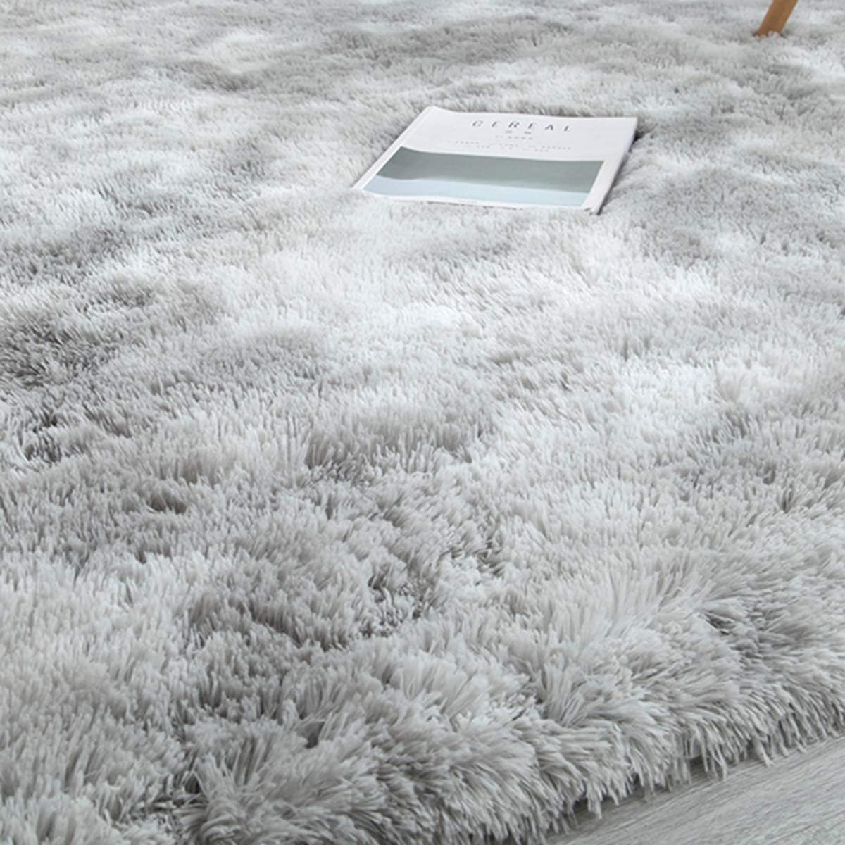 Tinyboy-hbq Area Rugs Shaggy Carpet for Living Room Bedroom Large Fluffy Carpet Modern Non-Slip Mat Multisize Rug Indoor Home Decor (Gray White, 80 x 120 cm)