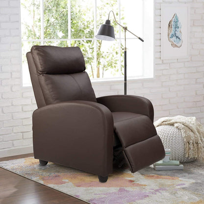 Mahmayi Recliner Chair Padded Seat Pu Leather For Living Room Single Sofa Recliner Modern Recliner Seat Club Chair Home Theater Seating (Black)