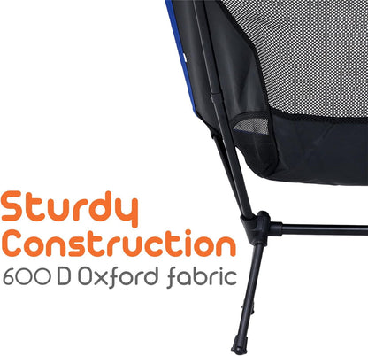 woodandgas outdoors Wood & Gas Branded Portable Folding Lightweight Chair – 55 x 55 x 65 cm, Steel Frame with Oxford Mesh, Supports Up to 100 kg, Weighs 1.2 kg