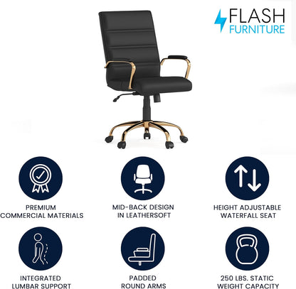 Flash Furniture Executive Office Chair, Ergonomic Contoured And Height Adjustable Leather Seat, Chrome Arms Tilt Lock Lever, White