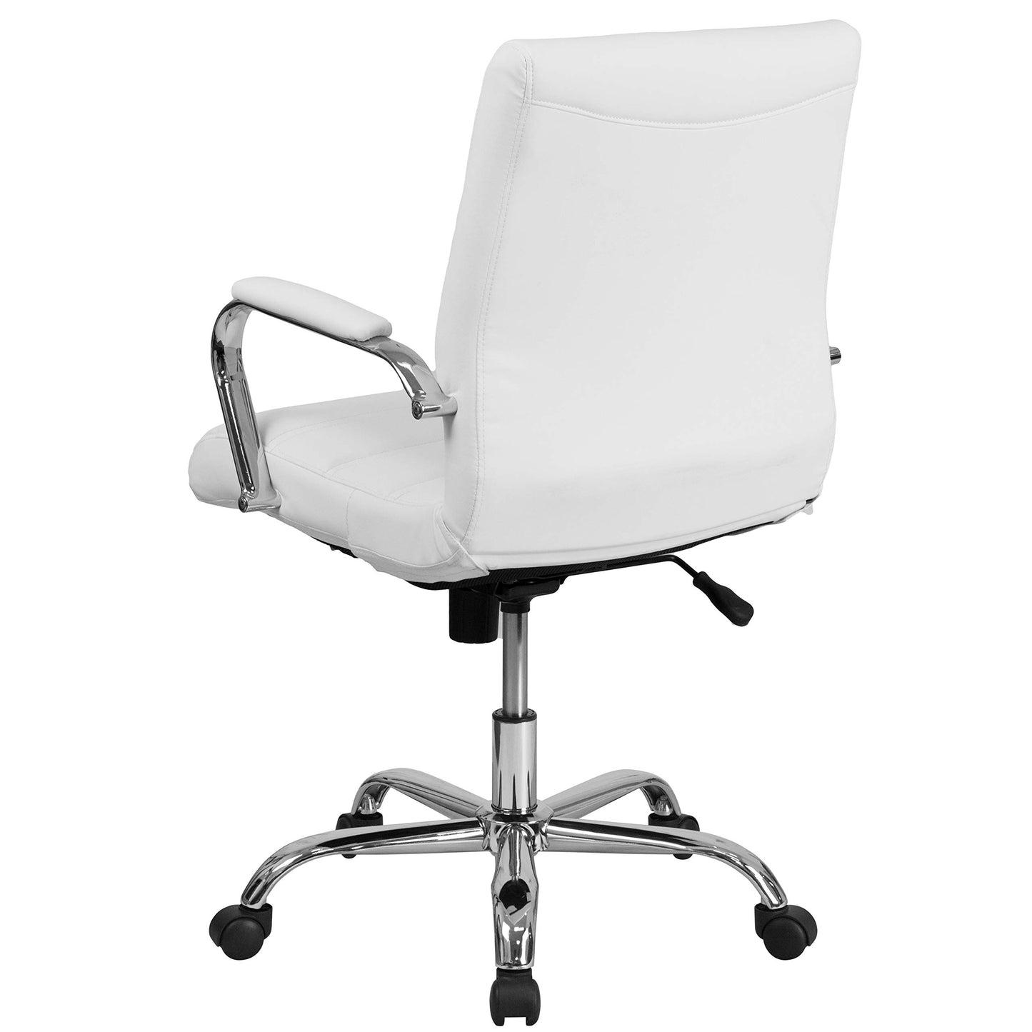 Flash Furniture Executive Office Chair, Ergonomic Contoured And Height Adjustable Leather Seat, Chrome Arms Tilt Lock Lever, White