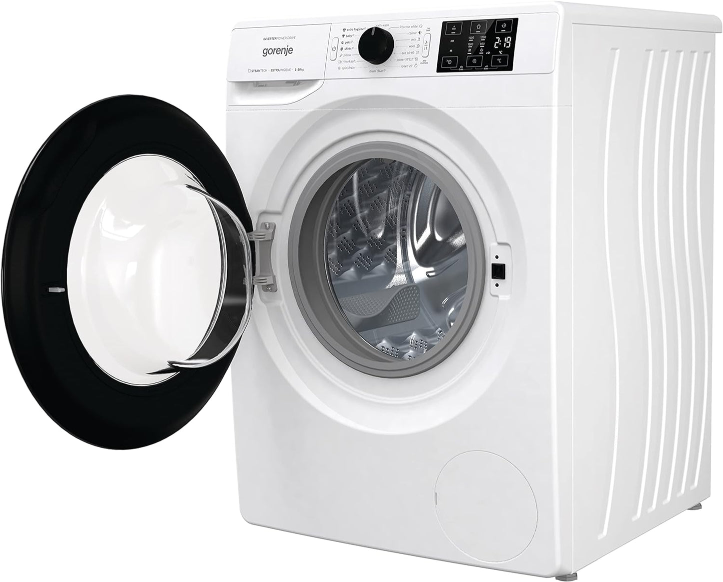 Gorenje WNEI14BS 10 Kg Fully Automatic Front Load Washing Machine, 16 Programs, Energy and Water Efficient, Stain Removal System, 1400 RPM, White, 1 Year Warranty