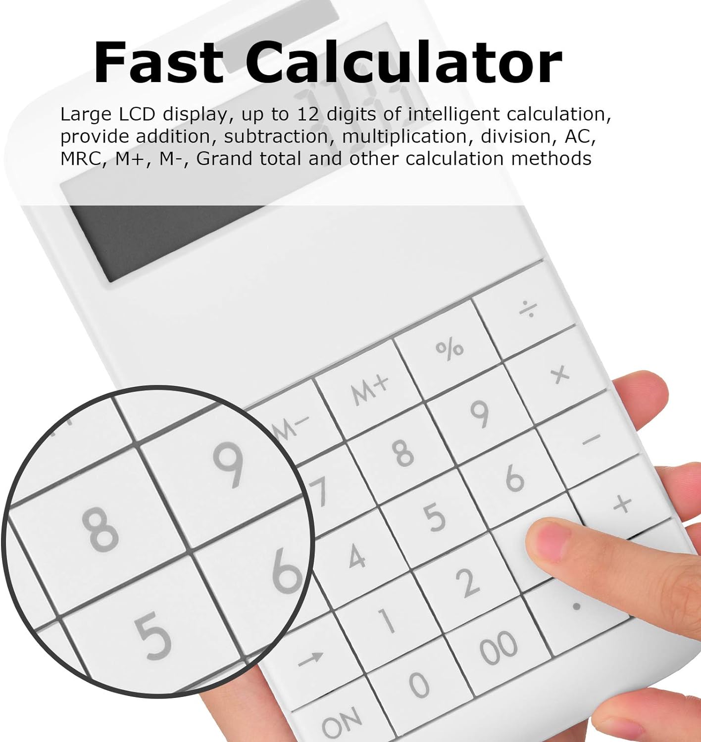 EooCoo Basic Standard Calculator 12 Digit Desktop Calculator with Large LCD Display for Office, School, Home & Business Use, Modern Design - Green