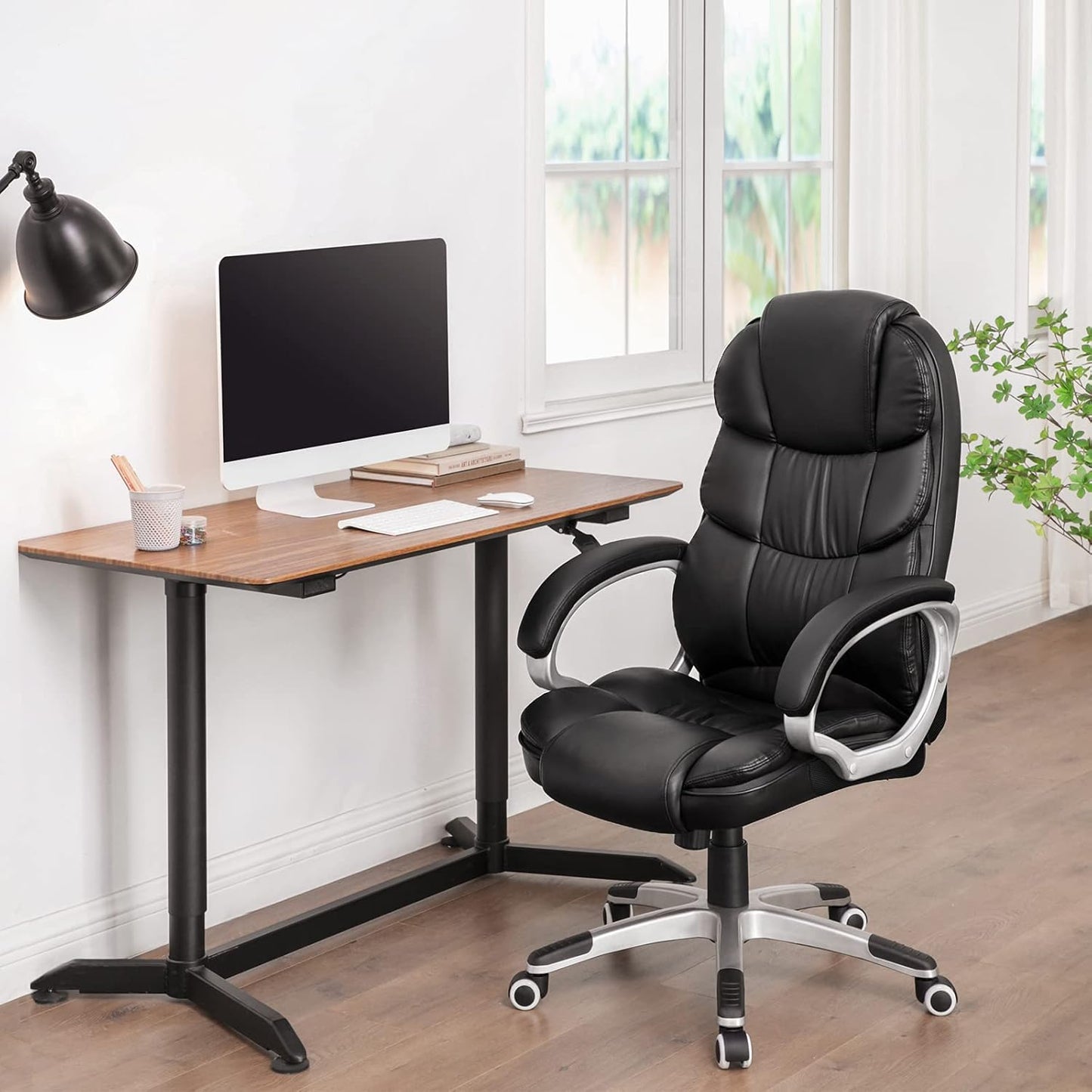 Songmics Office Chair Swivel Office Chair, Max. Load Capacity 150 Kg, Black Obg24B