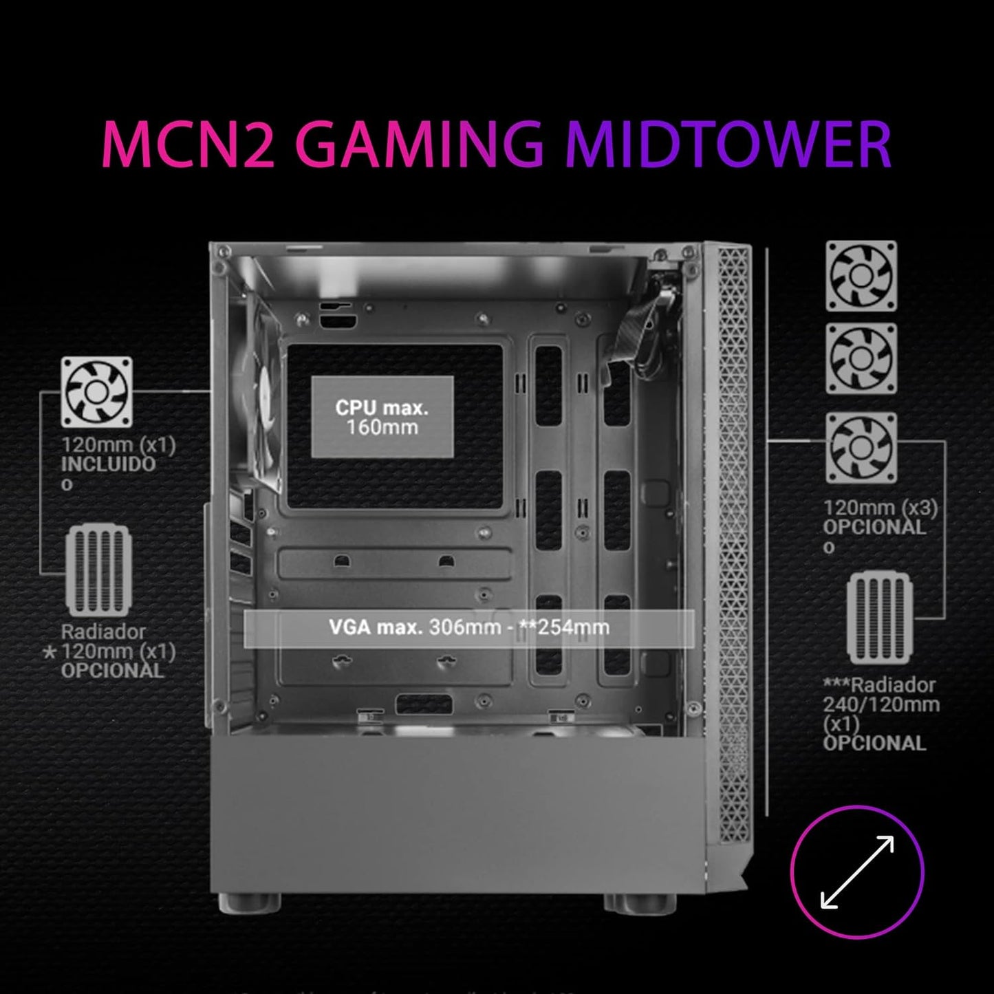 MARSGAMING MCX, ATX PC Gaming Case, Tempered Glass, RGB DUAL Fan, White