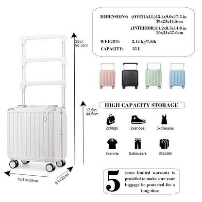 Somago Carry-On Luggage 18-Inch Hardside Spinner Lightweight Suitcase with TSA Lock, White, carry-on 18-inch, Hardside Luggage With Spinner Wheels