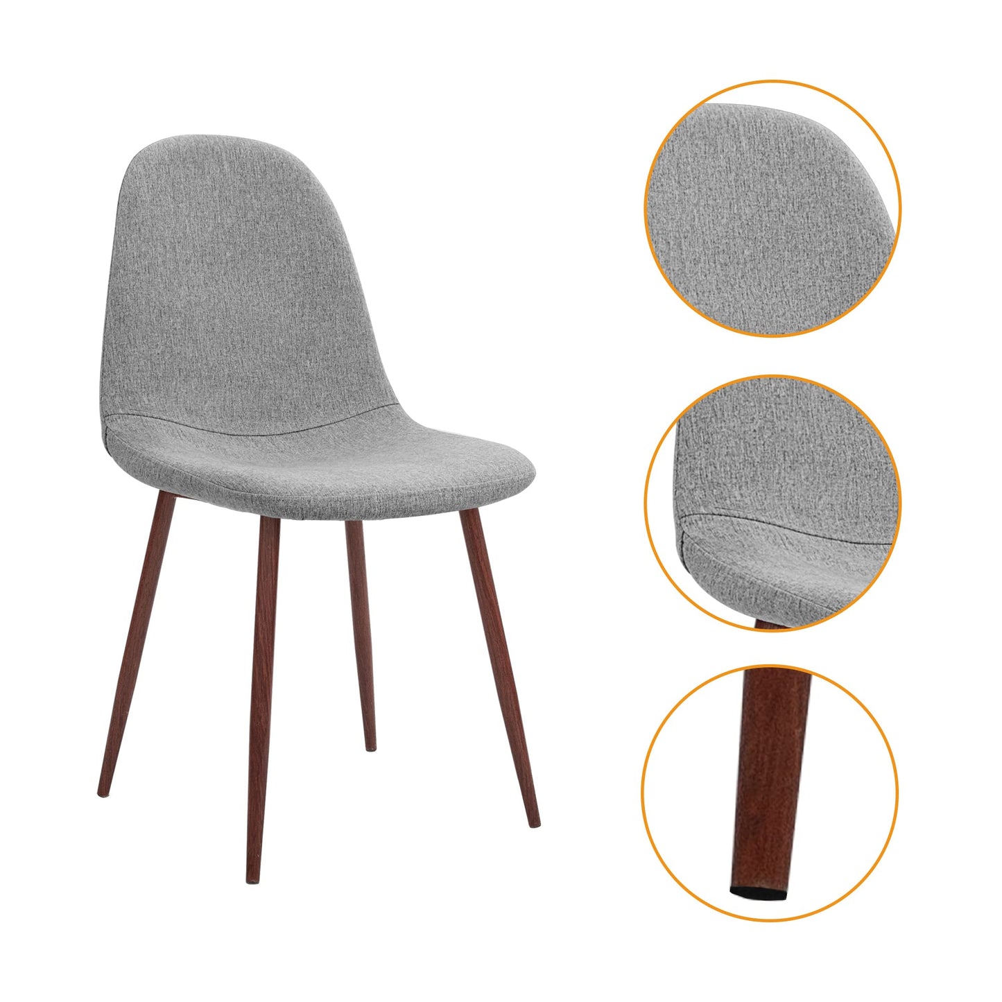 CangLong Washable PU Cushion Seat Back, Mid Century Metal Legs for Kitchen Dining Room Side Chair, 4 pcs pack, Brown 4