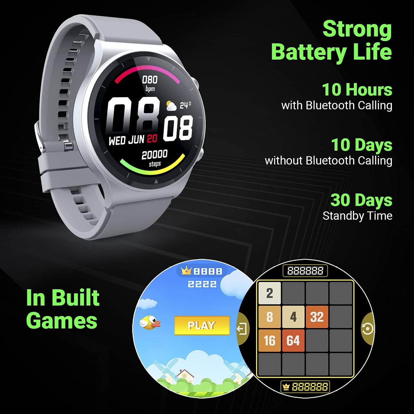 Fire-Boltt 360 Pro Bluetooth Calling 360*360 Pro Display Smart Watch With Rolling Ui & Dual Button Technology, Spo2, Heart Rate & Temperature Monitoring With Local Music And Tws Pairing - Black