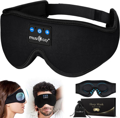 MUSICOZY Sleep Headphones Bluetooth Sleep Mask 3D Wireless Music Sleeping Headphones Headband Eye Mask Sleep Earbuds for Side Sleepers Mom Men Women with Speakers Cool Tech Gadgets Gifts