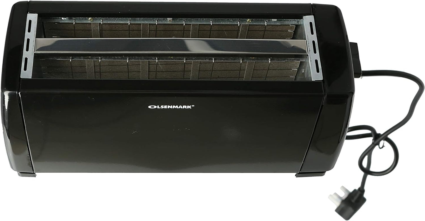 Olsenmark 1300W Bread Toaster, 4 Slice Pop-Up Toaster with Removable Crumb Collection Tray, 6 Temperature Control