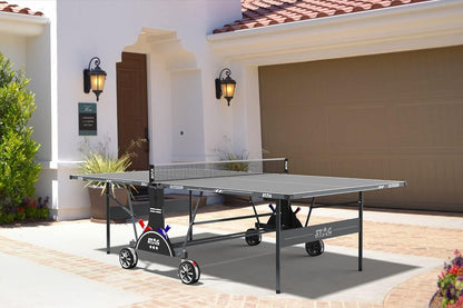 STAG Weatherproof Bali Outdoor Indoor Professional Table Tennis Table | Quick Assembly | 2 Racquets, 6 Balls, 1 Net Set & 1 Cover Included, Grey