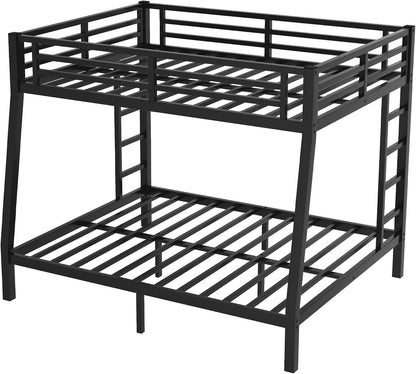 Bellemave Bunk Bed Full Over Queen, Heavy Duty Metal Bunk Bed Frame, Queen bunk Bed for Adults, Adult bunk beds Heavy Duty, Full XL Bunk Bed, Black