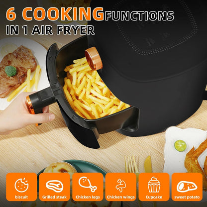 OKSTENCK Air Fryer Oven 4-Liter Large Capacity 6-in-1 Air Fryer 1100w High Firepower, 360°Hot Air Circulation, Oil-Free Baking, Single Knob Operation for 180 Minutes, Timed Baking.