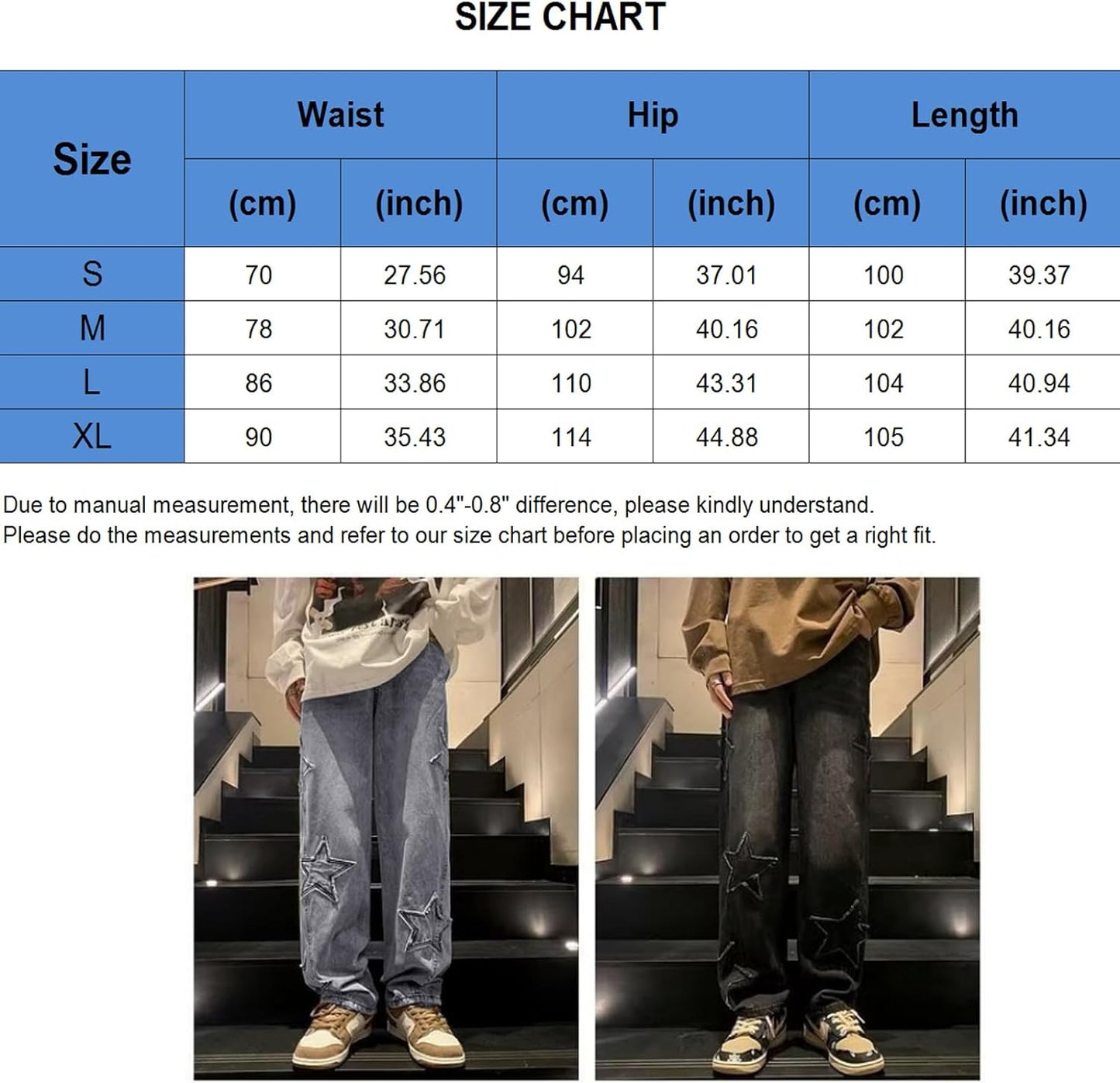 Mens Y2k Star Jeans High Waisted Hip Hop Streetwear Jeans Loose Baggy Embroidery Aesthetic Harajuku Denim Pants