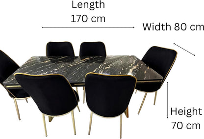 7-Pieces Dining Sets, 1 Piece Rectangular Table With (Free Installation), 1+6 Seater Modern Design Furniture for Home, Dining Room, (80x 170 cm, RFD)