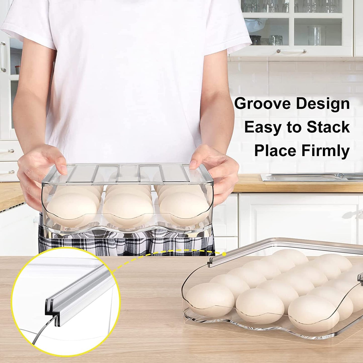 Large Capacity Egg Holder For Refrigerator - Egg Fresh Storage Box for Fridge, Egg Storage Container Organizer Bin, Clear Plastic Storage Container, Egg Storage & Egg Tray (2-layer)