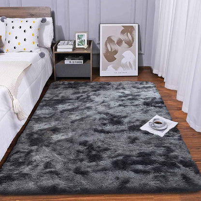 Tinyboy-hbq Area Rugs Shaggy Carpet for Living Room Bedroom Large Fluffy Carpet Modern Non-Slip Mat Multisize Rug Indoor Home Decor (Gray White, 80 x 120 cm)