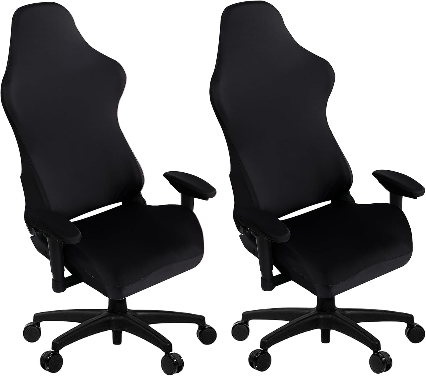 SARAFLORA Polyester Solid Stretch Washable Computer Chair Slipcovers for Universal Rotating for Boss, Office Chair (Large, Black)