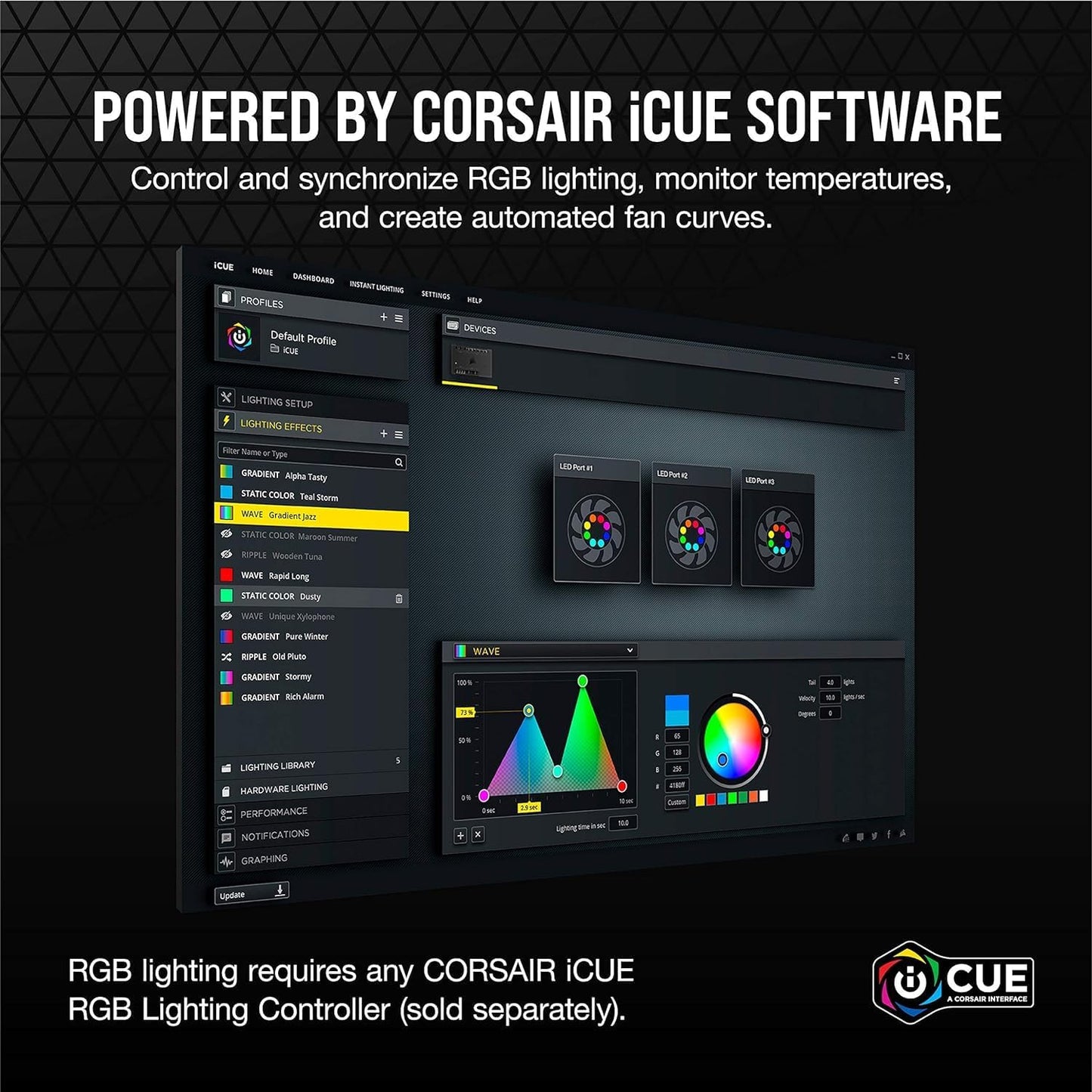 Corsair Cooling Fan SP Series SP120 RGB ELITE 120mm RGB LED Fan with AirGuide, Triple Pack