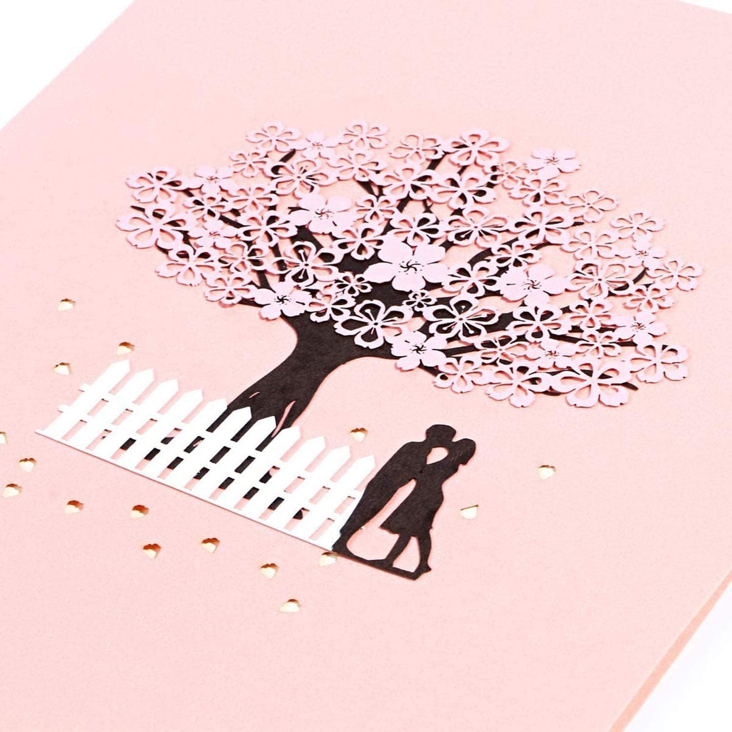 Xspring Cherry Blossom Pop Up Card, Romantic Cherry Blossom Design Greeting Cards, Happy Anniversary Card, Anniversary Cards for Couples with Envelope, Surprising Present for Couple, Wife (Style 1)