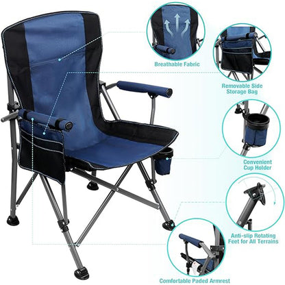 GGEROU Folding Camping Chair,Portable Camping Chair,Lightweight Camping Backpacking Chair Foldable,Foldable Beach Chair,for Camping Hiking Garden Travel Beach Picnic BBQ Outdoor (Large, Black)