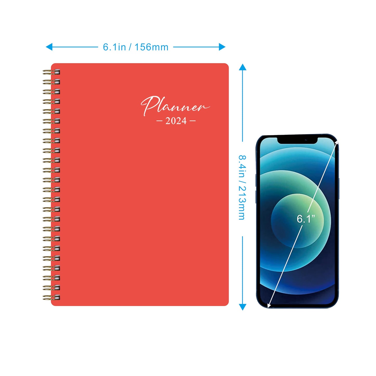 KSNOW 2024 Weekly and Monthly Planner, Runs from January 2024 to December 2024, Life Planner to Hit Your Goals & Live Happier, 12 Months Yearly Agenda Productivity for Women & Men, A5 (Blue)