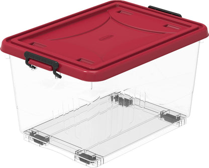 Cosmoplast 55L Clear Plastic Storage Box with Wheels & Lockable Lid Set of 6