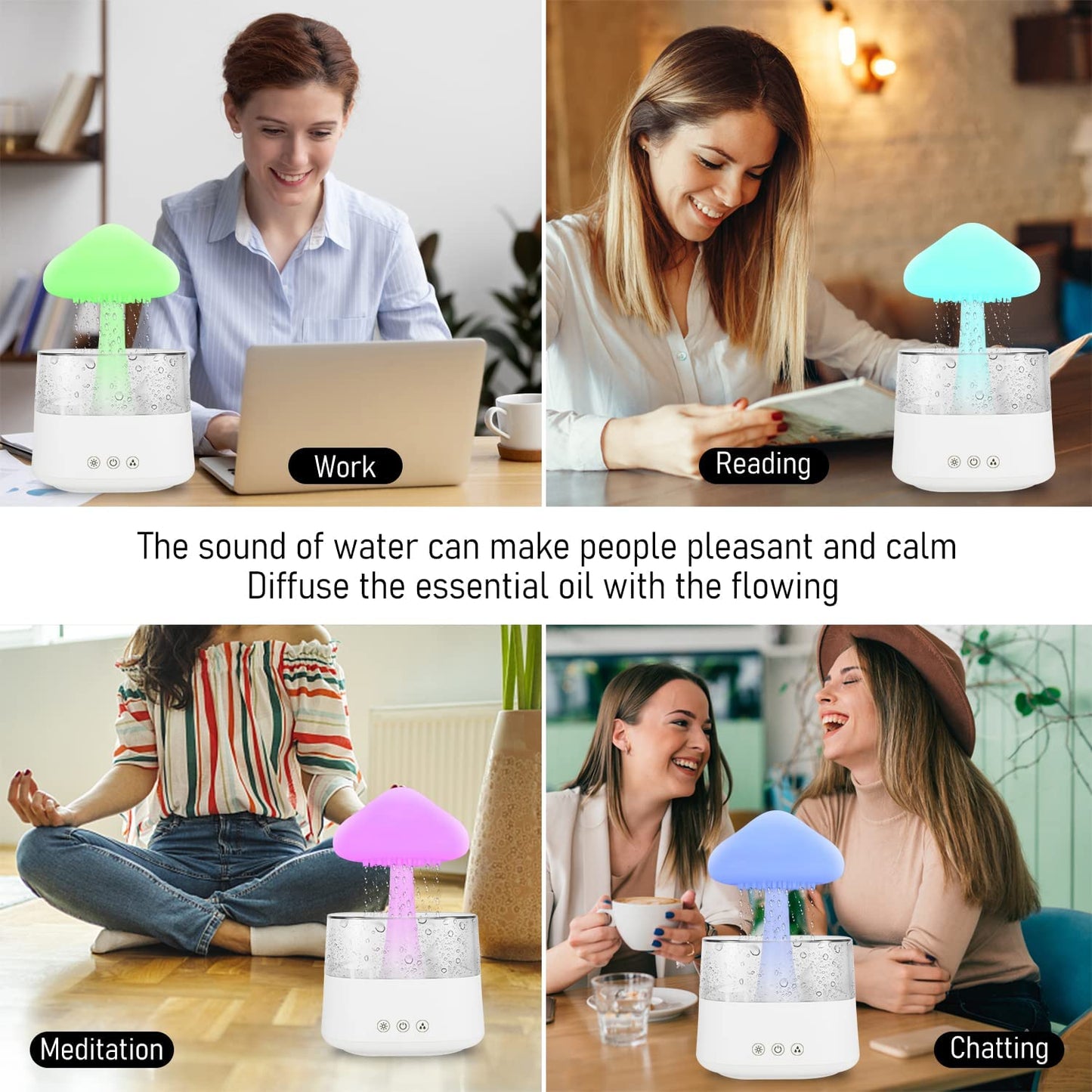 Tiokkss Humidifier Oil Fragrance Diffuser Bluetooth Speaker 5.0, 500ML Aromatherapy Diffusers for Aroma Essential Oils Large Room Bedroom Office Home 14 Colors Night Light with Remote, 4 Timers