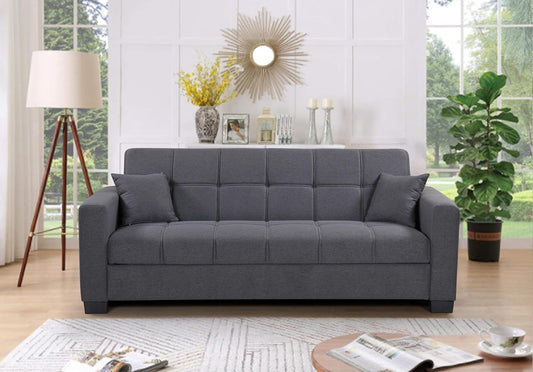 Karnak Alba Sofa Cum Bed I Sleeping Fabric Sofa I Three Seat Sofabed I Modern Design Living Room Sofa K-S399 (Grey)