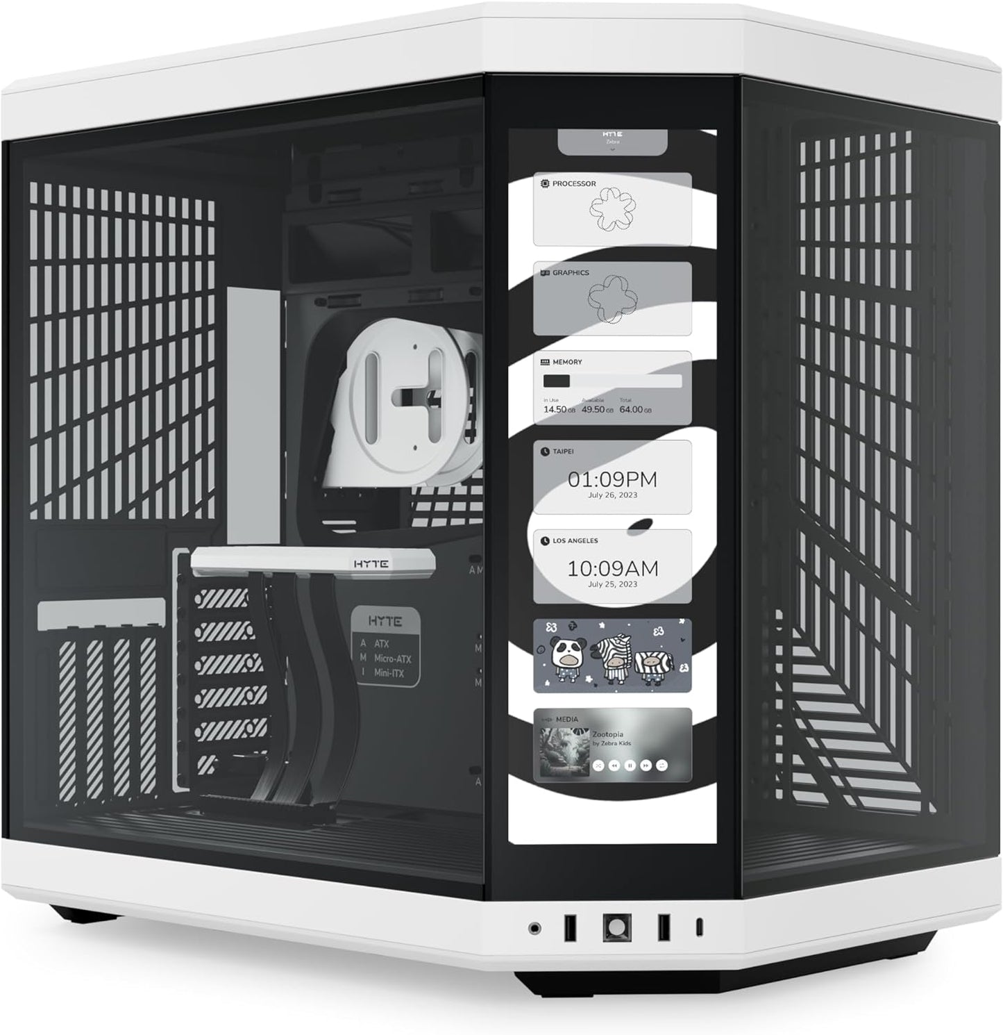 HYTE Y70 Touch Dual Chamber ATX Mid Tower Modern Aesthetic Case with Integrated 4K LCD Touchscreen - Black