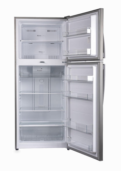 AKAI 335Liters Double Door Top Mount Free Standing Total No Frost Refrigerator Titanium Finish R600a Refrigerant 4 Stars ESMA Ratings One Year Warranty New Edition RFMA-S335WTA