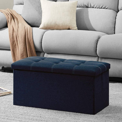 Packingoutlet Thickened Linen Storage Ottoman Bench, 76x38x38cm