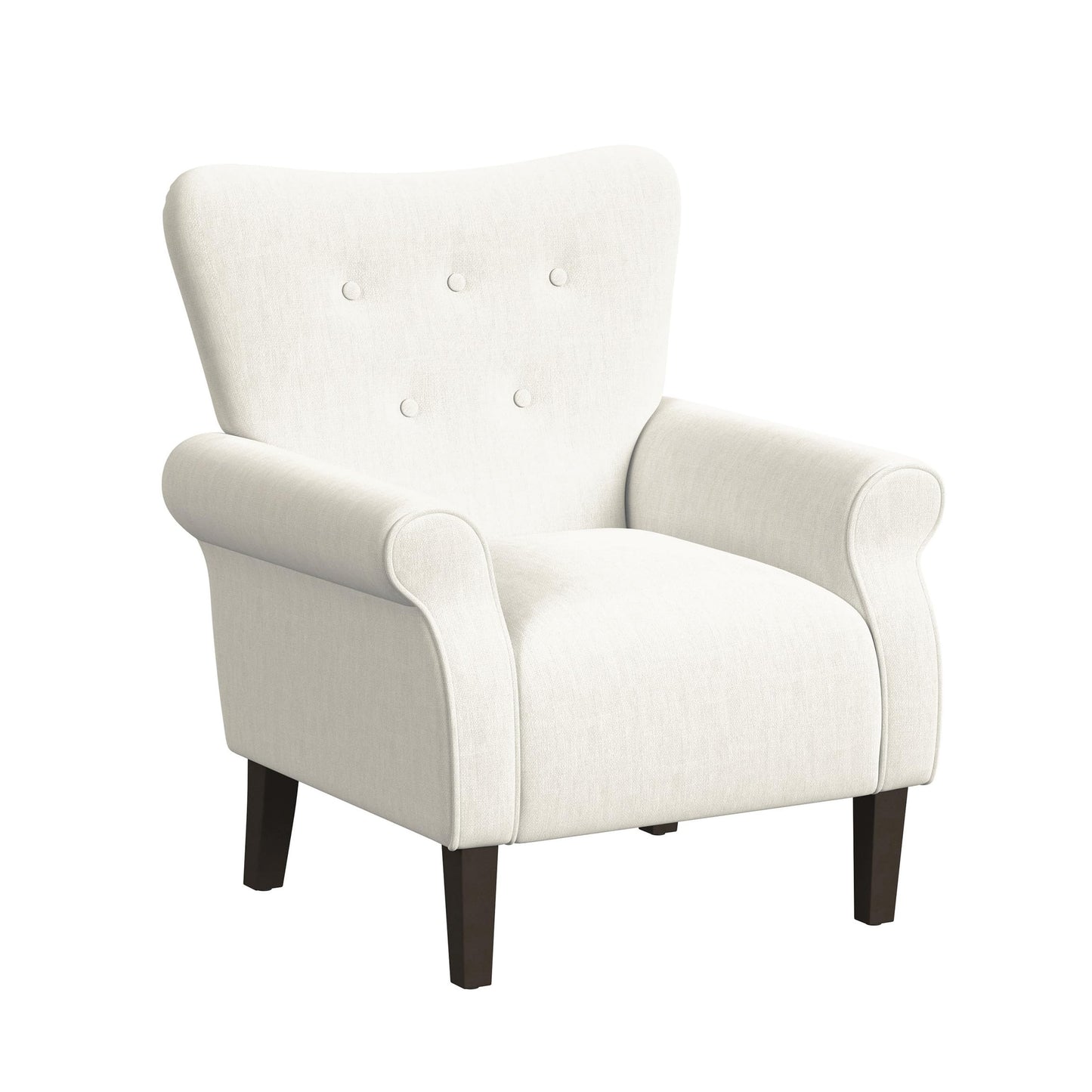 HomePop Home Decor | Upholstered Rolled Arm Living Room & Bedroom Accent Chair, Cream